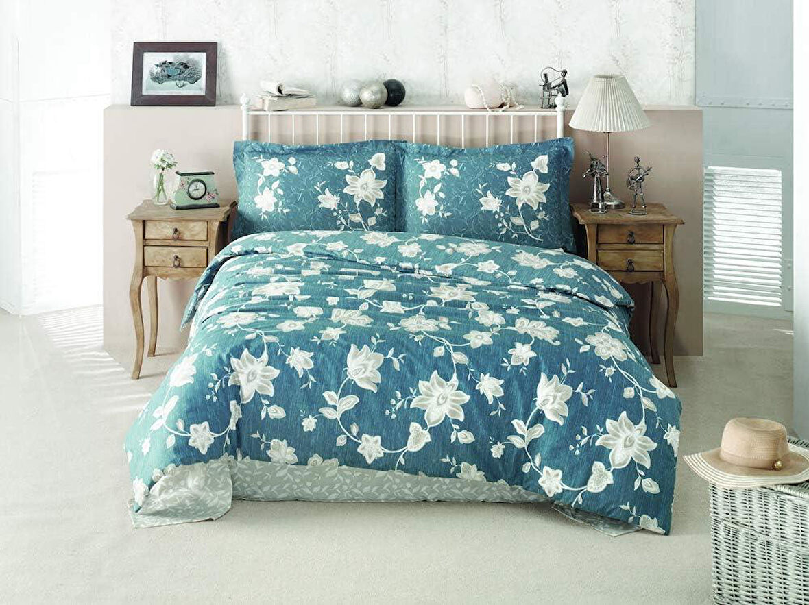 Clasy %100 Pamuk Ranforce Çift Kişilik Silikon Yorgan 195 x 215 Mavi