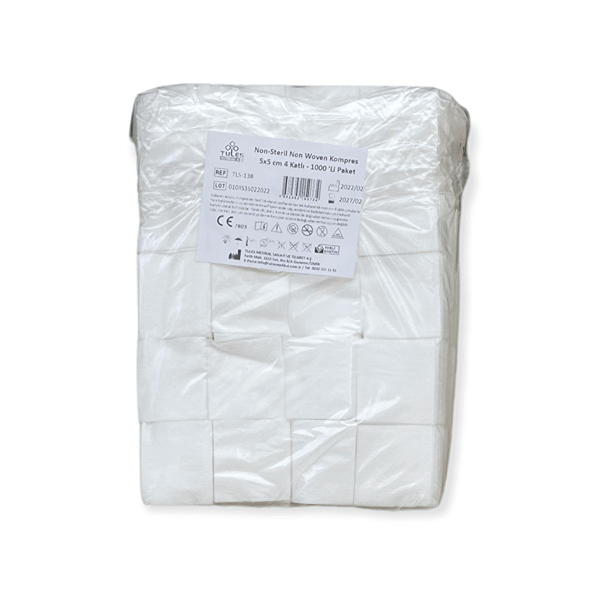 Non woven yüksek emicili 5x5 4 kat 1000 adetlik spanç (non-steril-nonwoven kumaş spanç)