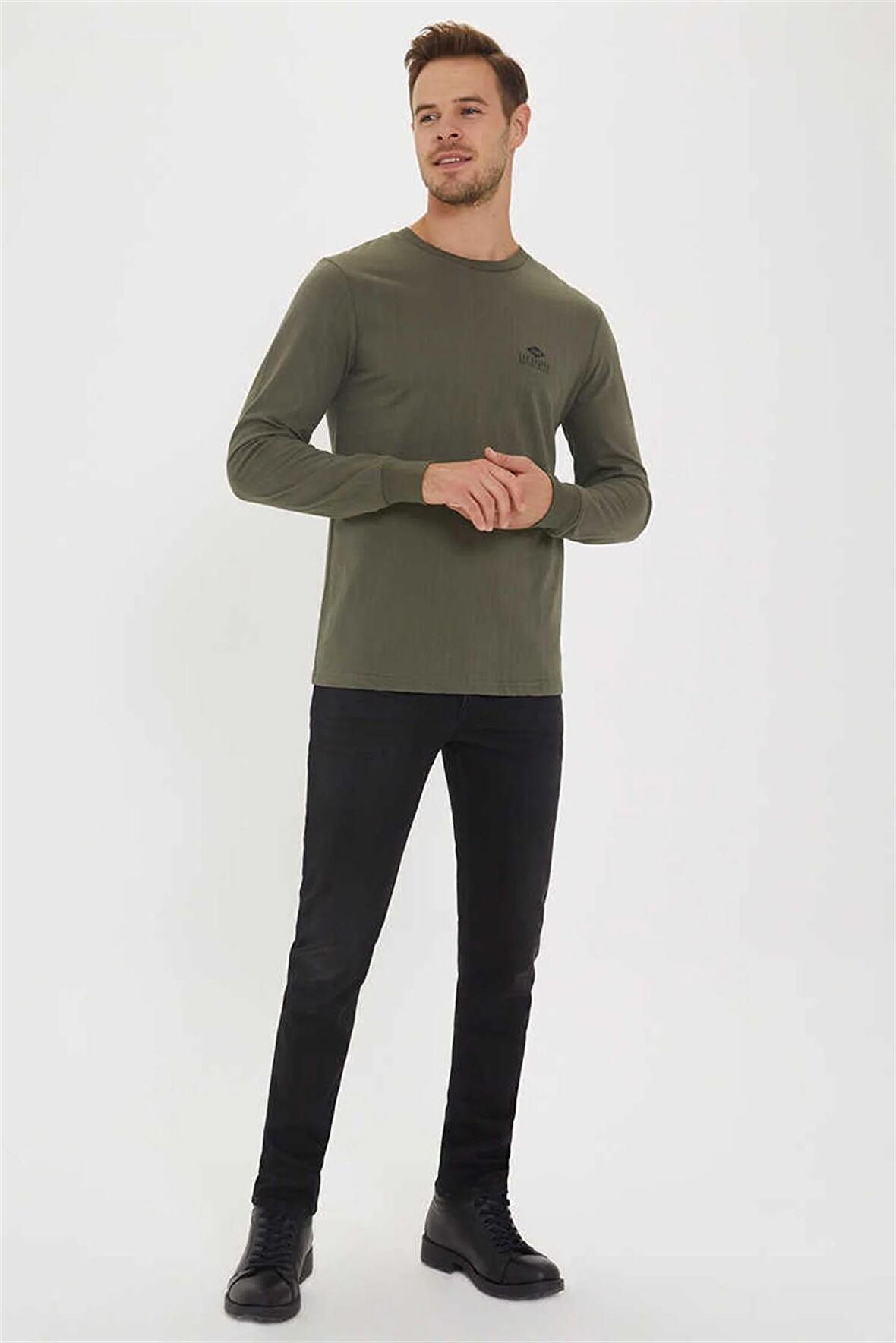 Tripp Erkek Bisiklet Yaka Sweatshirt Koyu Haki