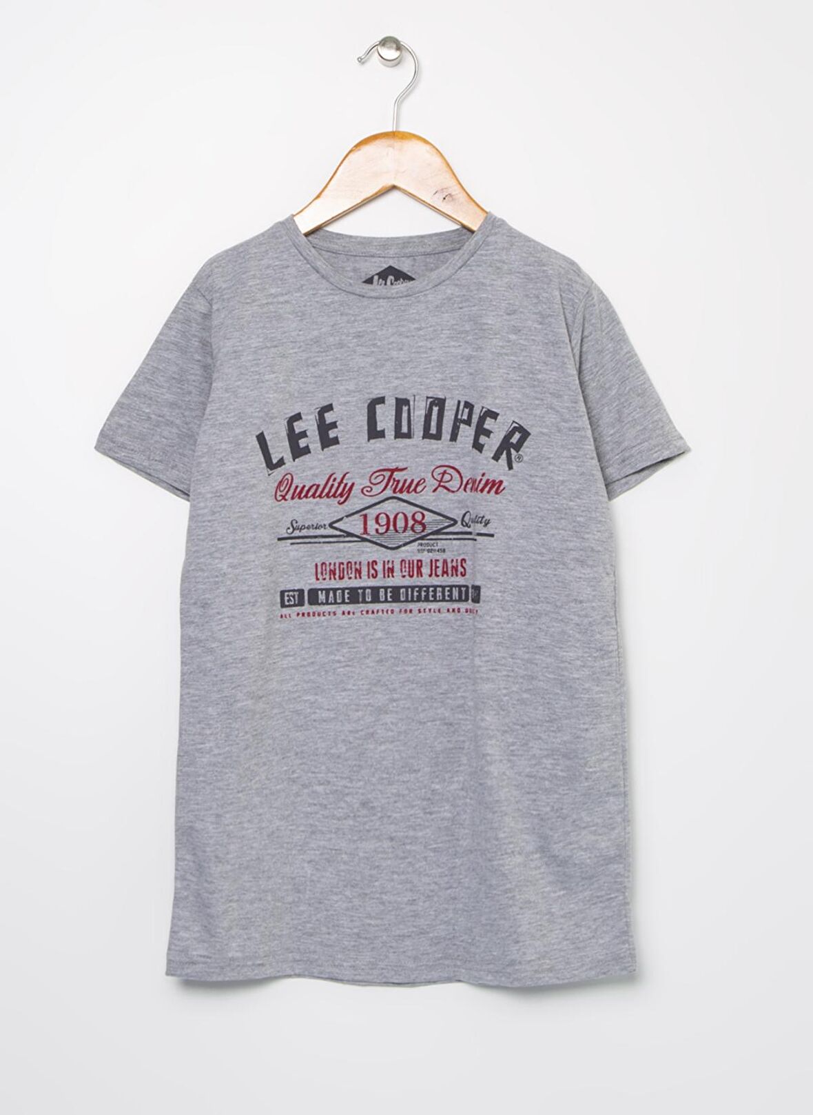 Lee Cooper T-Shirt, 4 Yaş, Gri Melanj