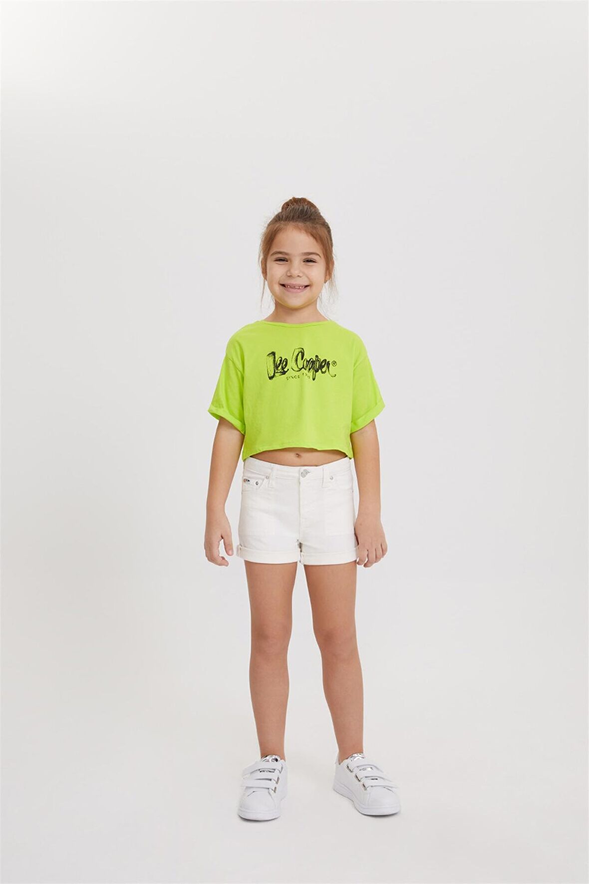 Sally Kiz Çocuk Crop Top Neon Yeşil