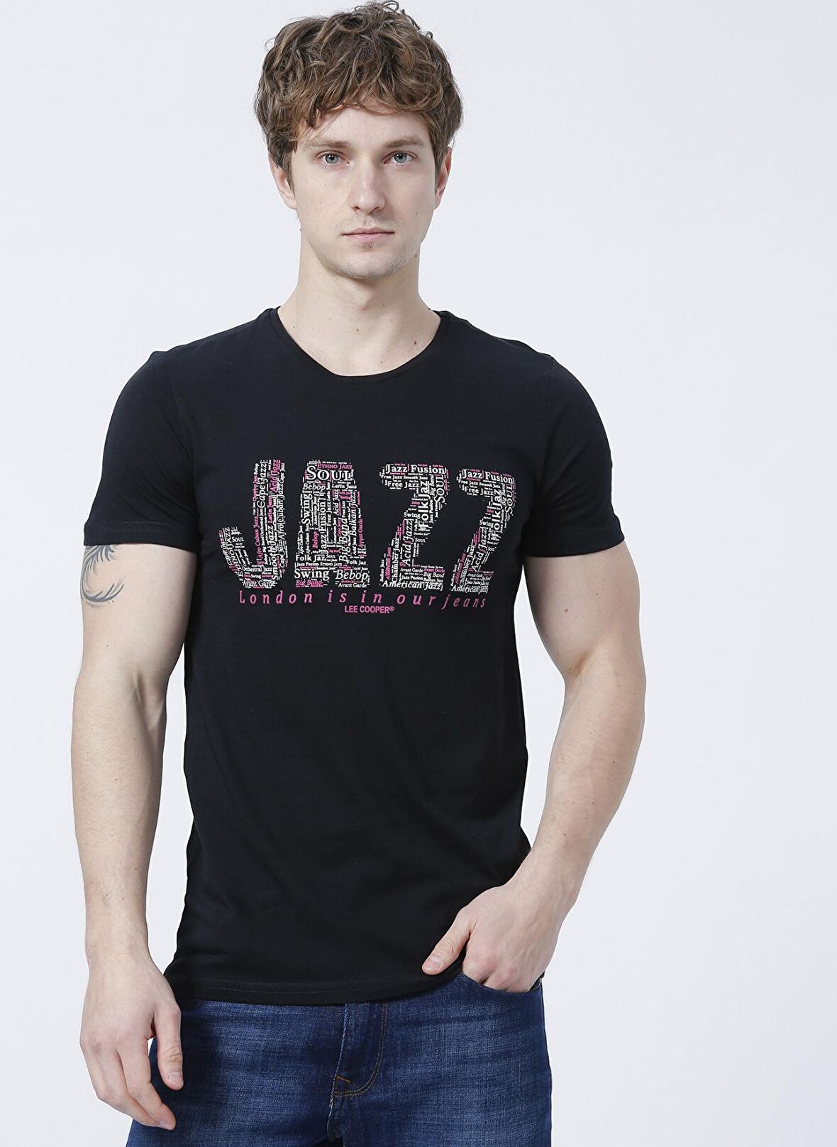 Lee Cooper Bisiklet Yaka Slim Fit Baskılı Siyah Erkek T-Shirt - 222 Lcm 242004 Jazz