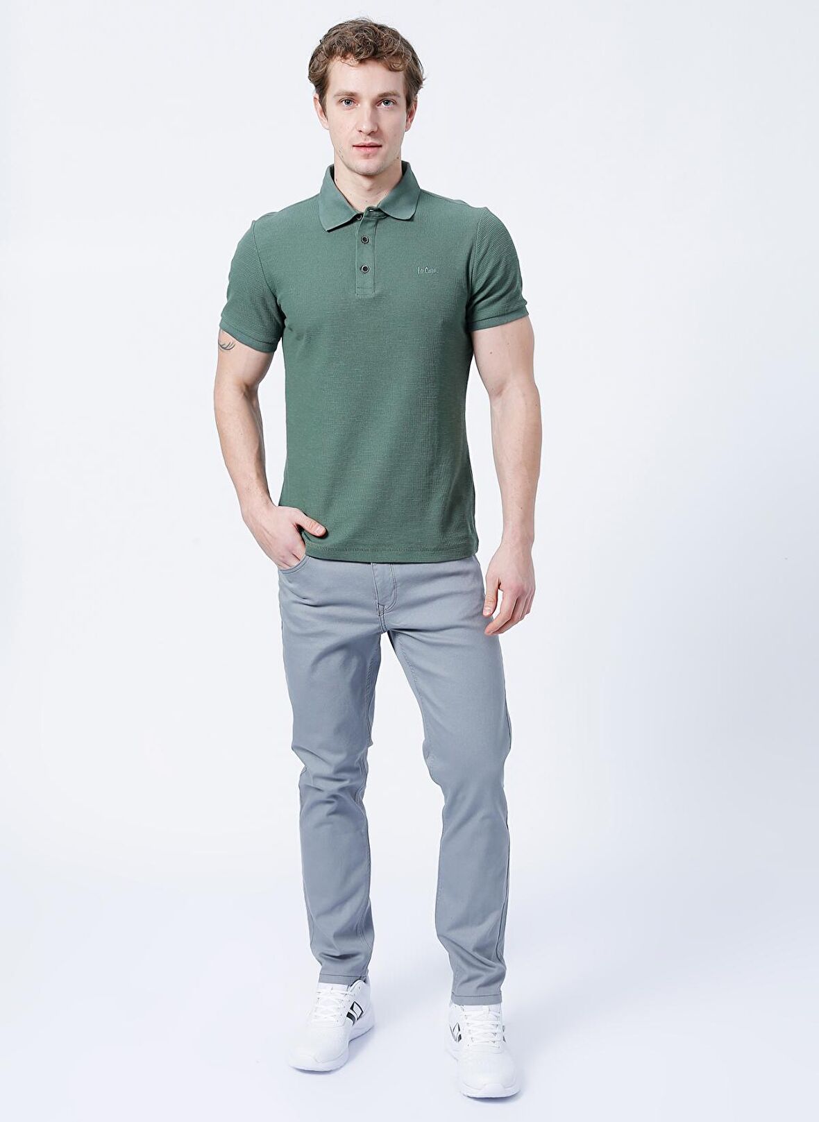 Lee Cooper Regular Fit Düz Haki ErkekPolo T-Shirt - 223 Lcm 242049 Tylen