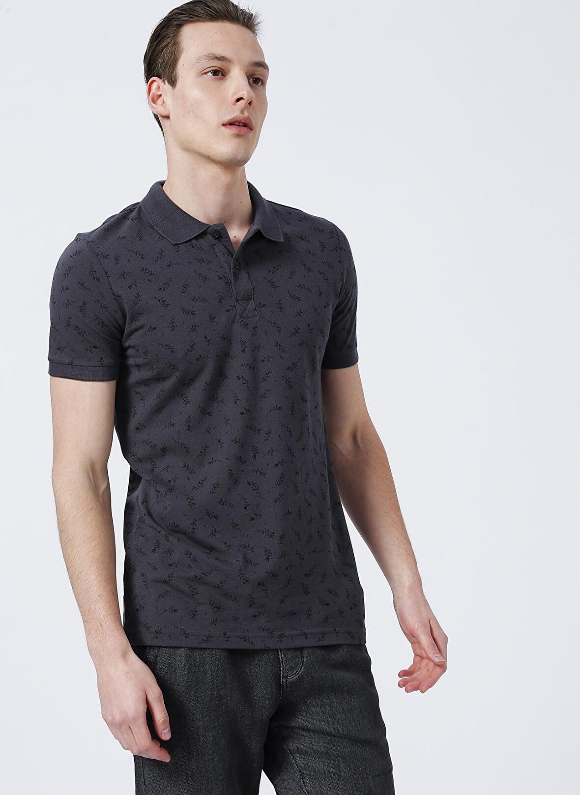 Lee Cooper Polo Yaka Desenli Antrasit Erkek T-Shirt 222 LCM 242050 BERNARD ANTRASIT