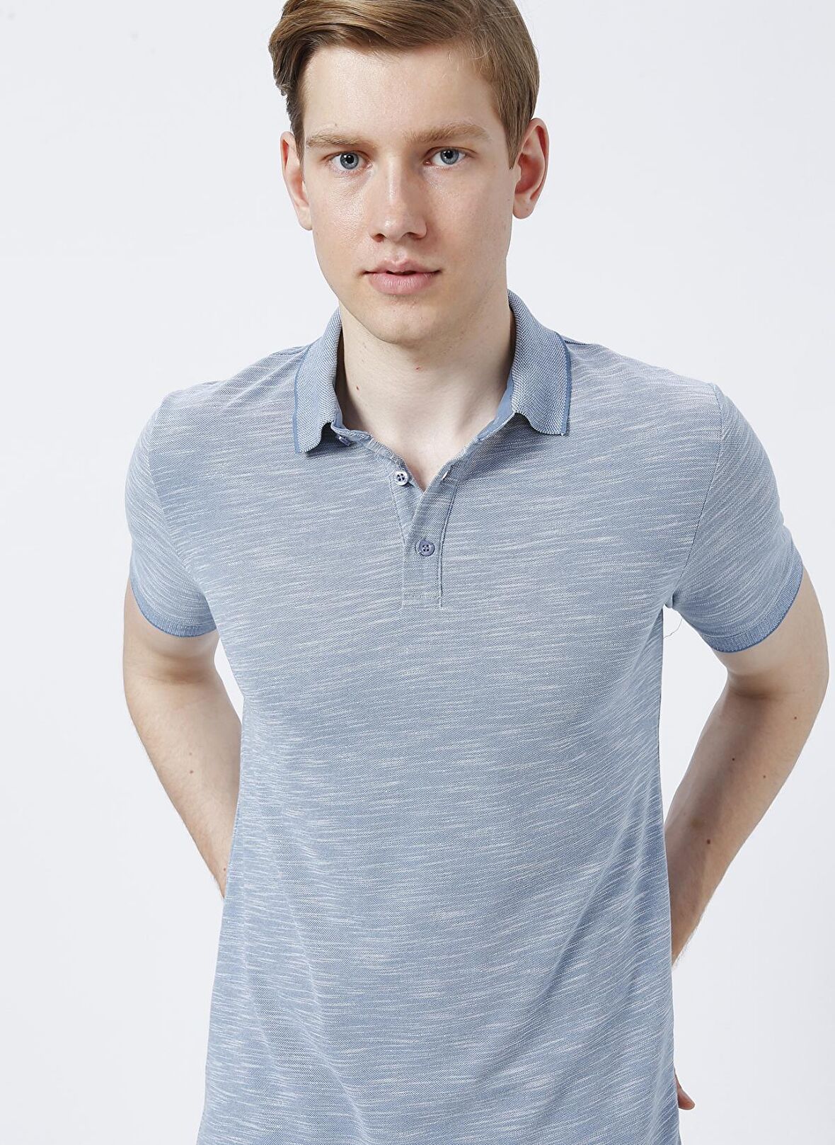 Lee Cooper Düz Mavi Erkek Polo T-Shirt 222 LCM 242062 JAKE PASTEL MAVI