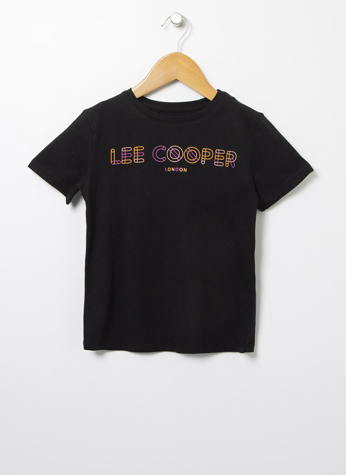 Lee Cooper Siyah Kız Çocuk Bisiklet Yaka Kısa Kollu Baskılı T-Shirt 222 LCG 242005 NEON SIYAH