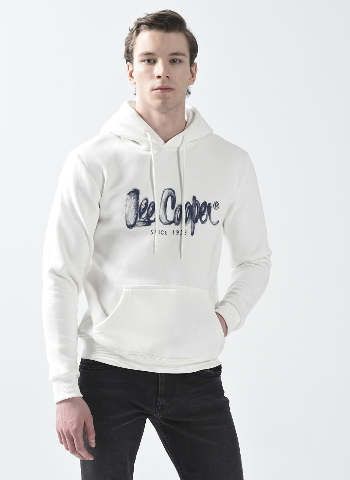 Lee Cooper Kapüşon Yaka Kırık Beyaz Erkek Sweatshırt 231 LCM 241014 GREGORY OFF WHITE