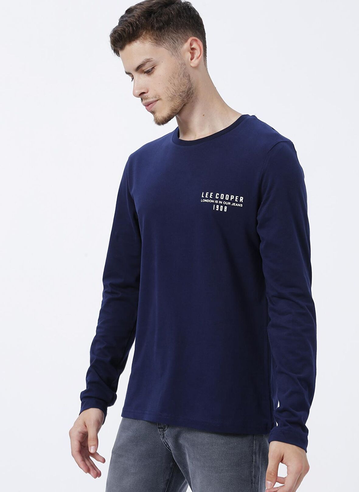 Lee Cooper O Yaka Baskılı Lacivert Erkek T-Shirt 231 LCM 242006 RENZO