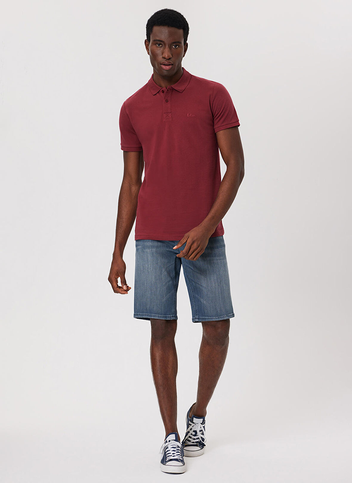 Lee Cooper Polo Yaka Bordo Erkek T-Shirt 232 LCM 242048 TWINS BORDO