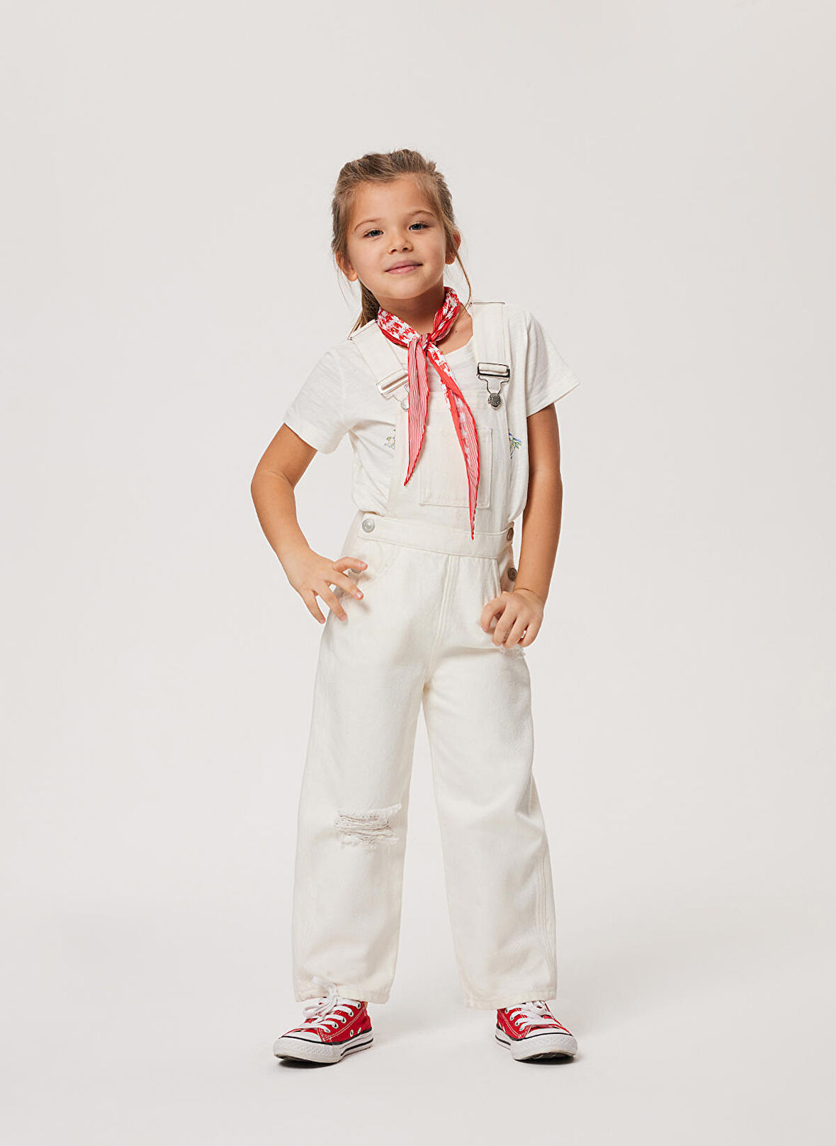 Lee Cooper Beyaz Kız Çocuk Salopet 232 LCG 125002 ROMPERS WHITE JEAN