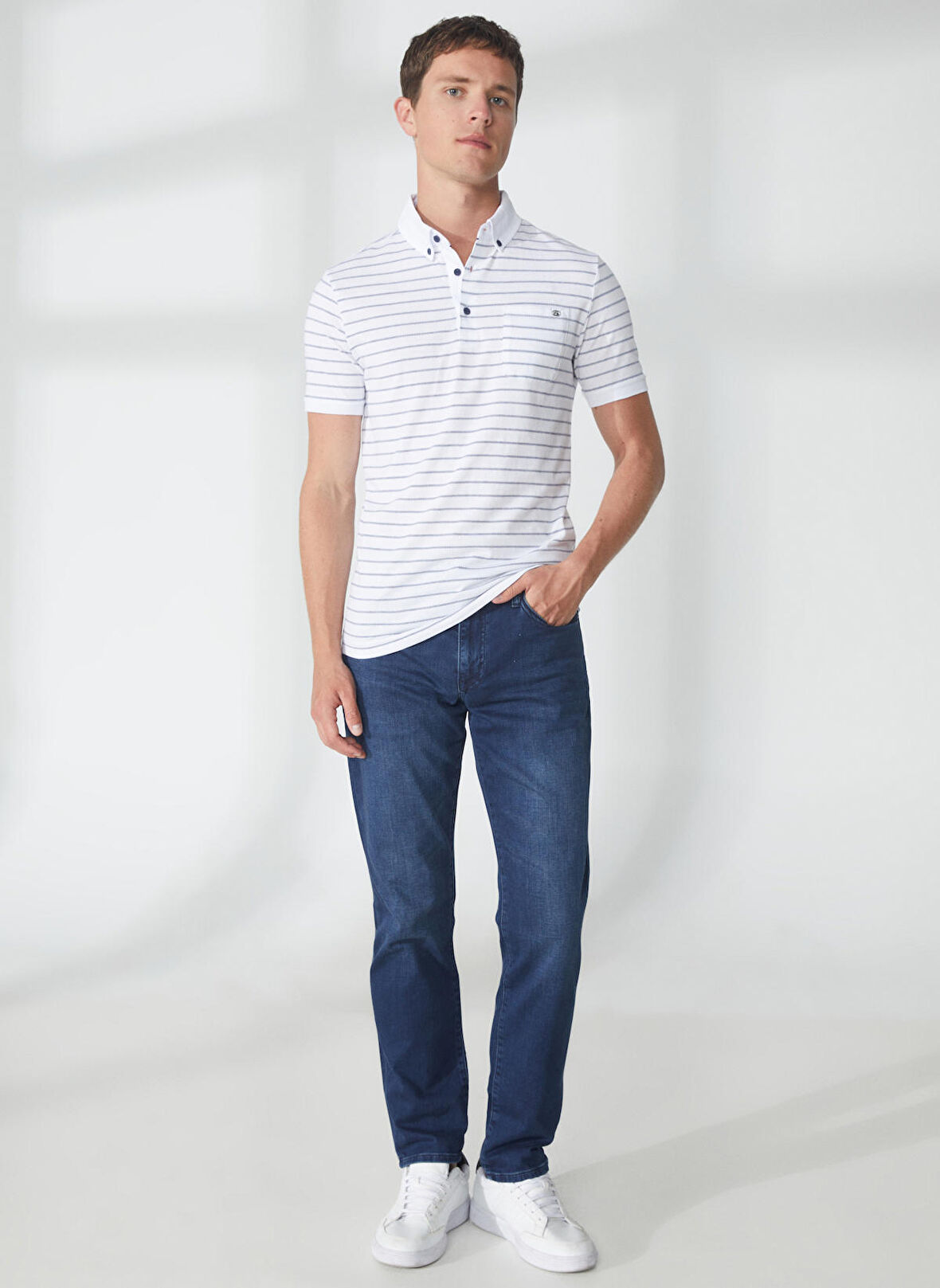 Lee Cooper Normal Bel Slim Straight Erkek Denim Pantolon 232 LCM 121038 JAGGER JUDAS BLUE OD