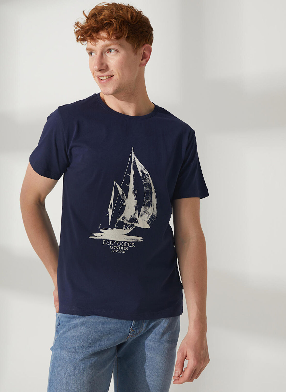 Lee Cooper Bisiklet Yaka Lacivert Erkek T-Shirt 232 LCM 242015 GAWAIN LACİVERT
