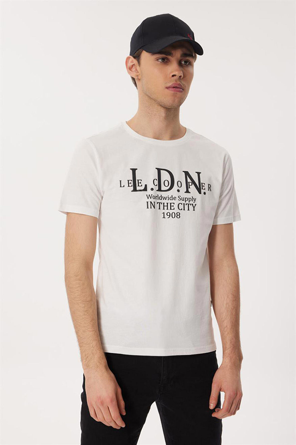 Lee Cooper Bisiklet Yaka Beyaz Erkek T-Shirt 232 LCM 242045 ELLERY BEYAZ