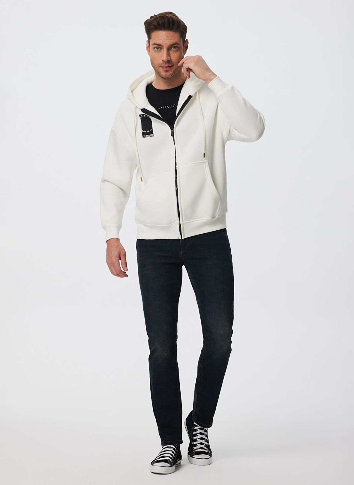 Lee Cooper Kapüşon Yaka Beyaz Erkek Sweatshırt 241 LCM 241009 MERRY BEYAZ