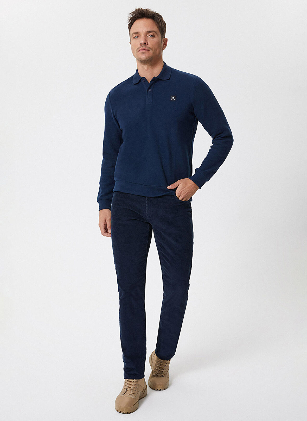 Lee Cooper Polo Yaka Lacivert Erkek Sweatshırt 241 LCM 241014 NEWBLEND A.LACIVERT