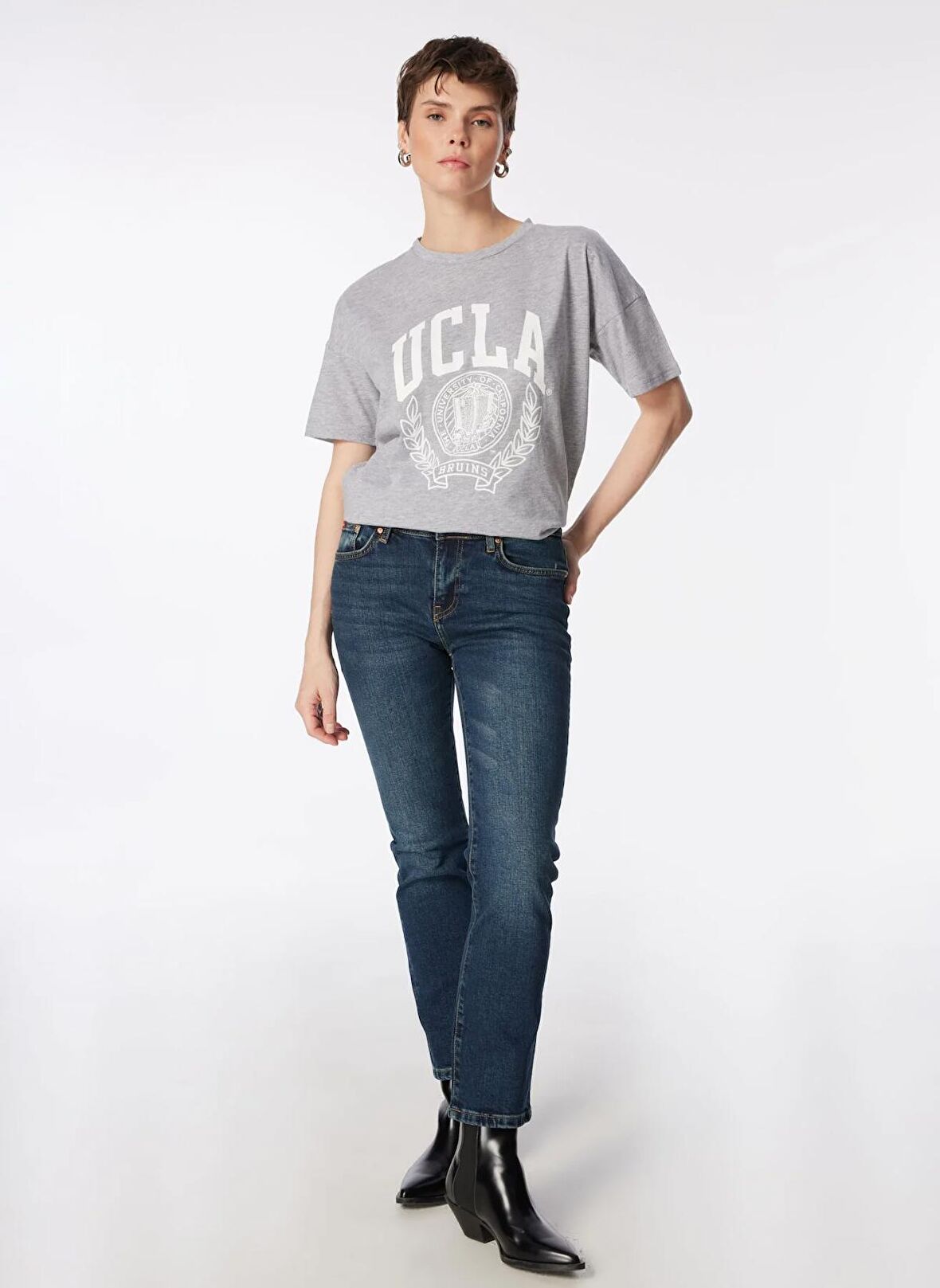 Lee Cooper Geniş Paça Straight Gökmavi Kadın Denim Pantolon 242 LCF 121015 SUSIE ROXY COP MID