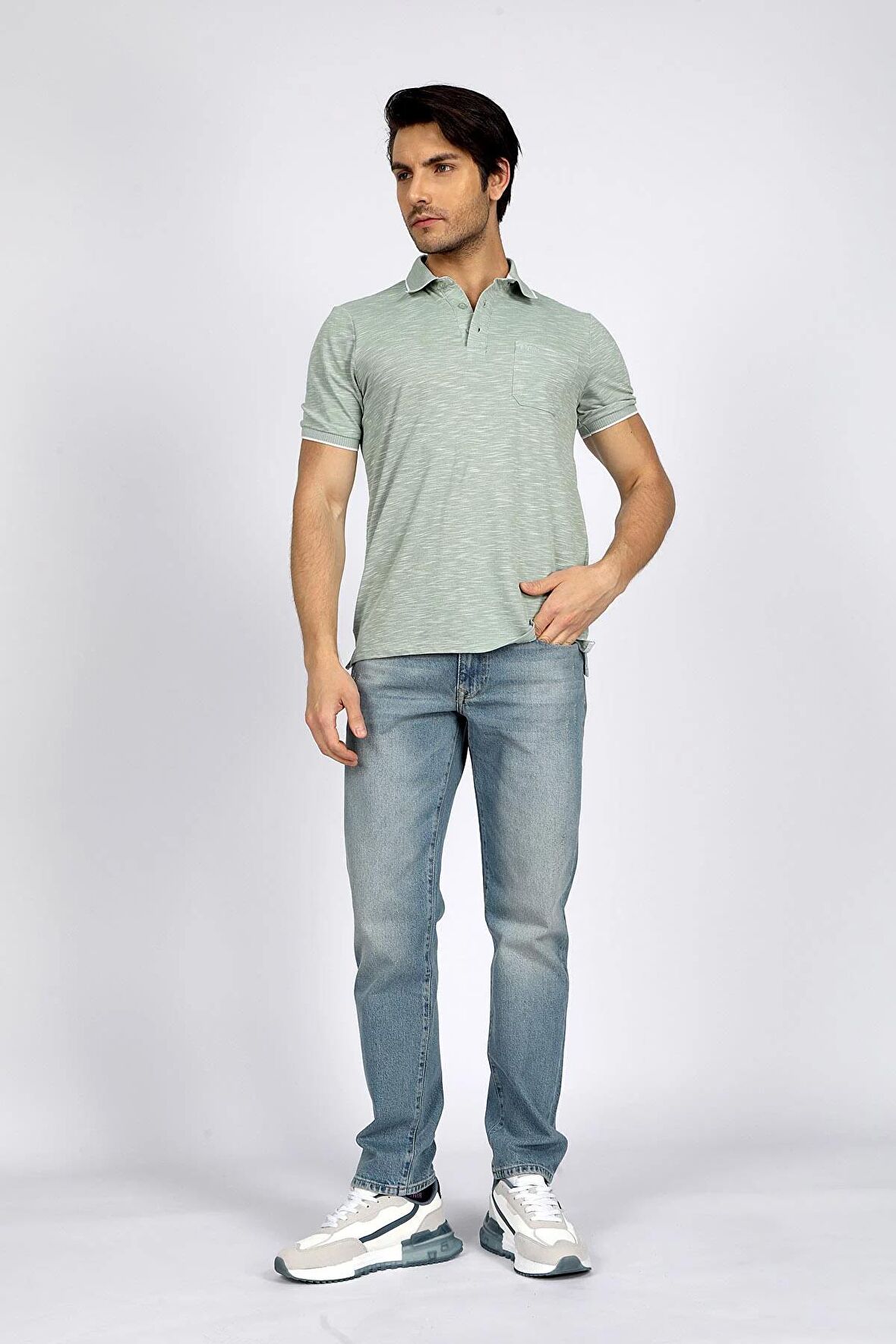 New Jake Erkek Pike Polo Yaka T-Shırt Pastel Yeşili