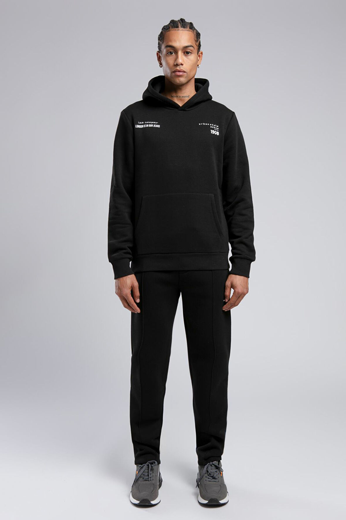 Art Erkek Kapüşonlu Sweatshirt Siyah