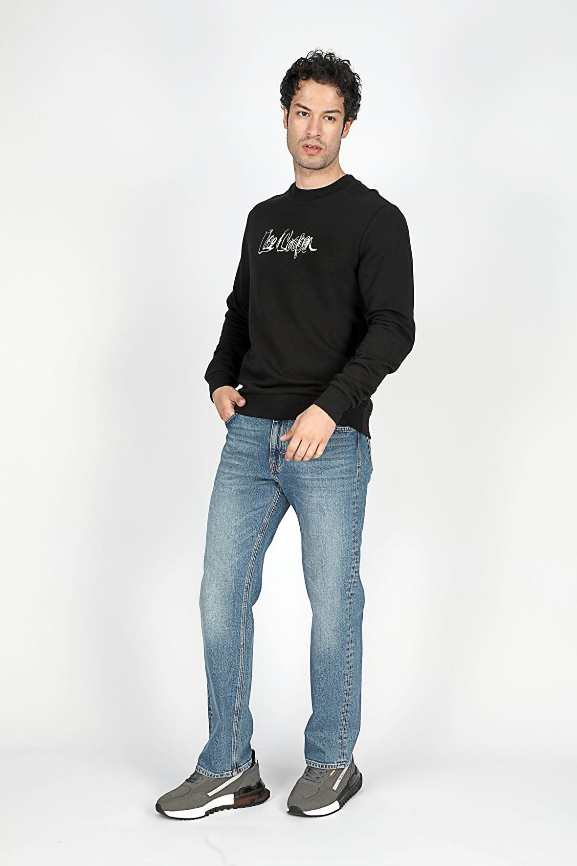 Jeffrey Erkek O Yaka Sweatshirt Siyah