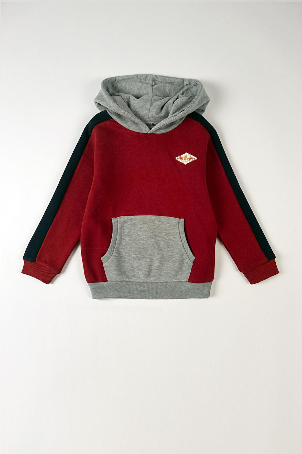 Mobo Erkek Çocuk Kapüşonlu Sweatshirt Kırmızı-Gri