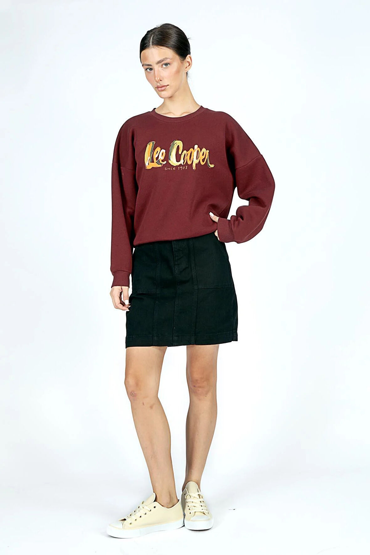 Tila Kadın O Yaka Sweatshirt Bordo