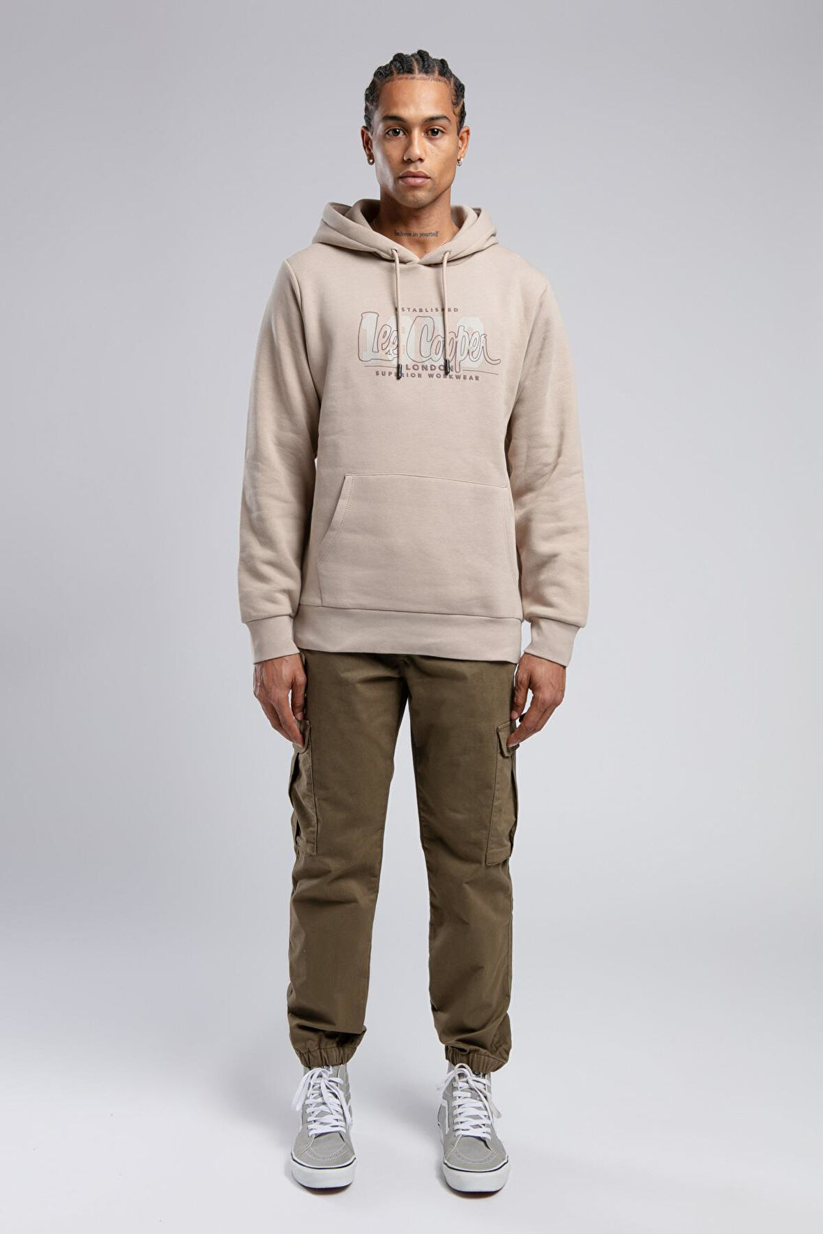 Washington Erkek Kapüşonlu Sweatshirt Bej