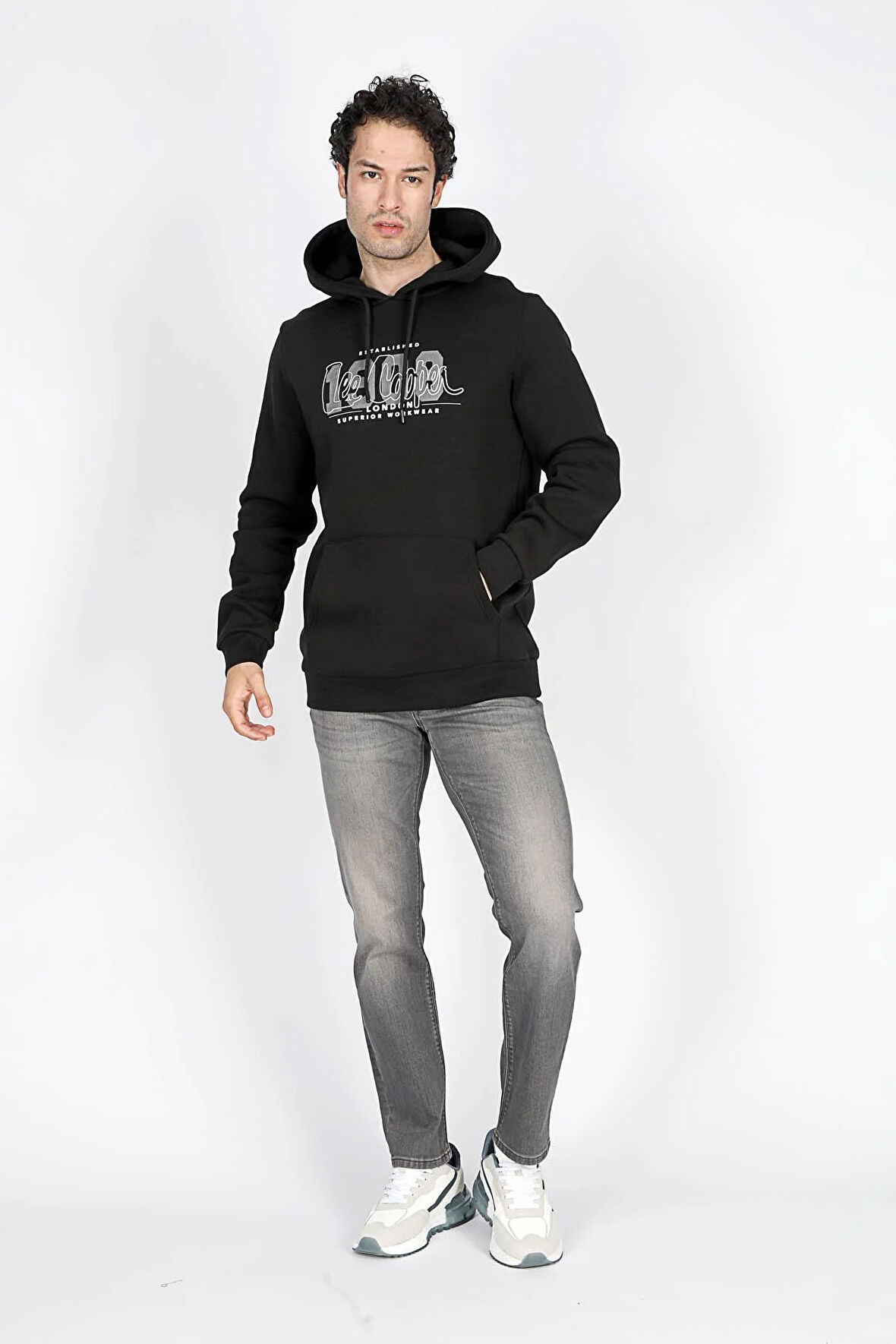 Washington Erkek Kapüşonlu Sweatshirt Siyah