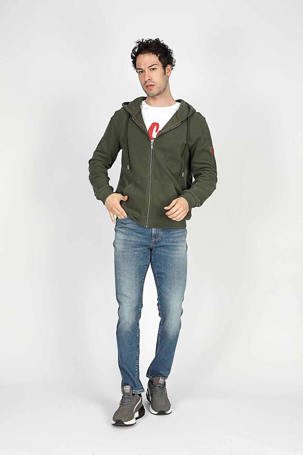 Ruth Erkek Kapüşonlu Fermuarlı Sweatshirt Haki
