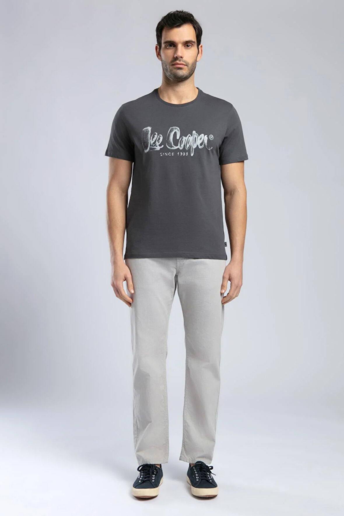 Drawinglogo Erkek O Yaka T-Shirt Antrasit