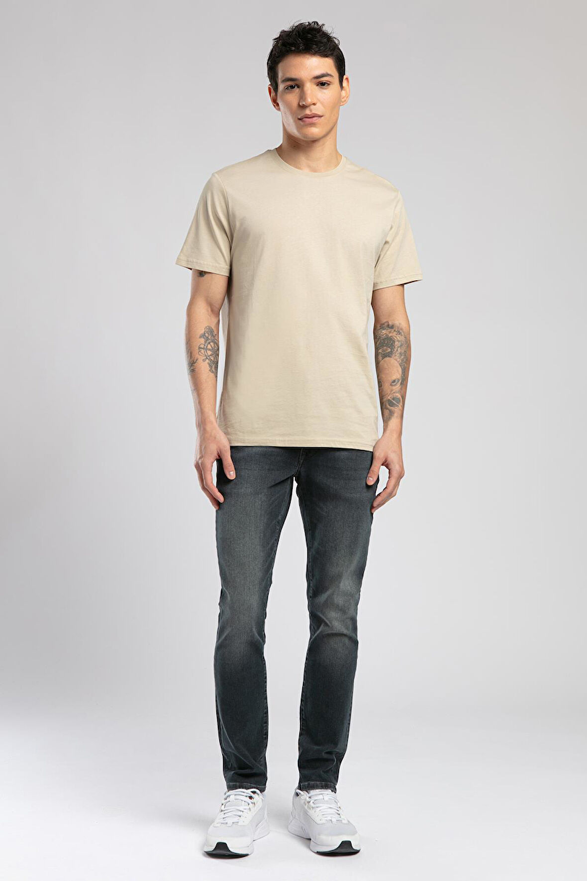 Baselo Erkek O Yaka T-Shirt Bej