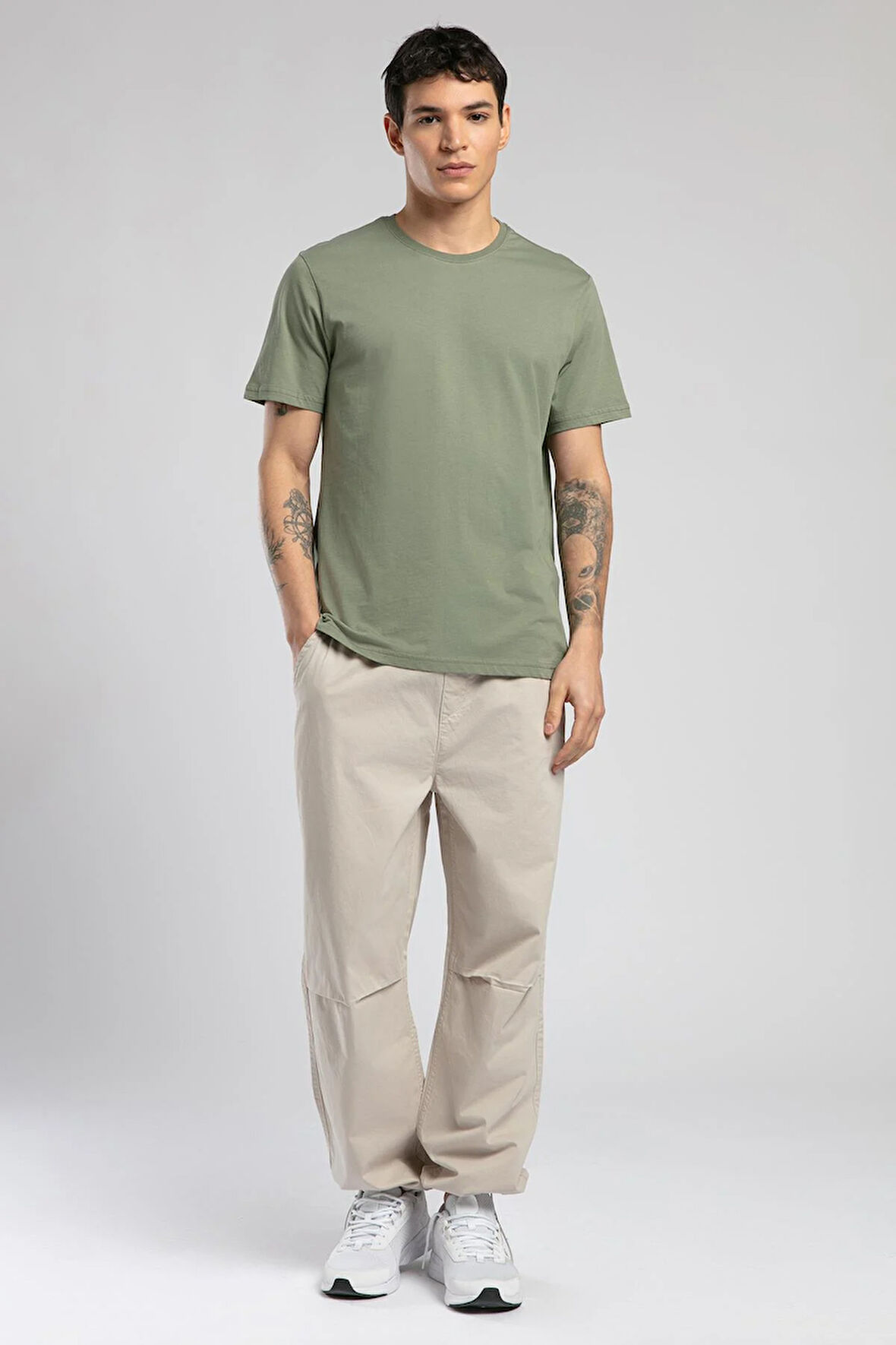 Baselo Erkek O Yaka T-Shirt Haki