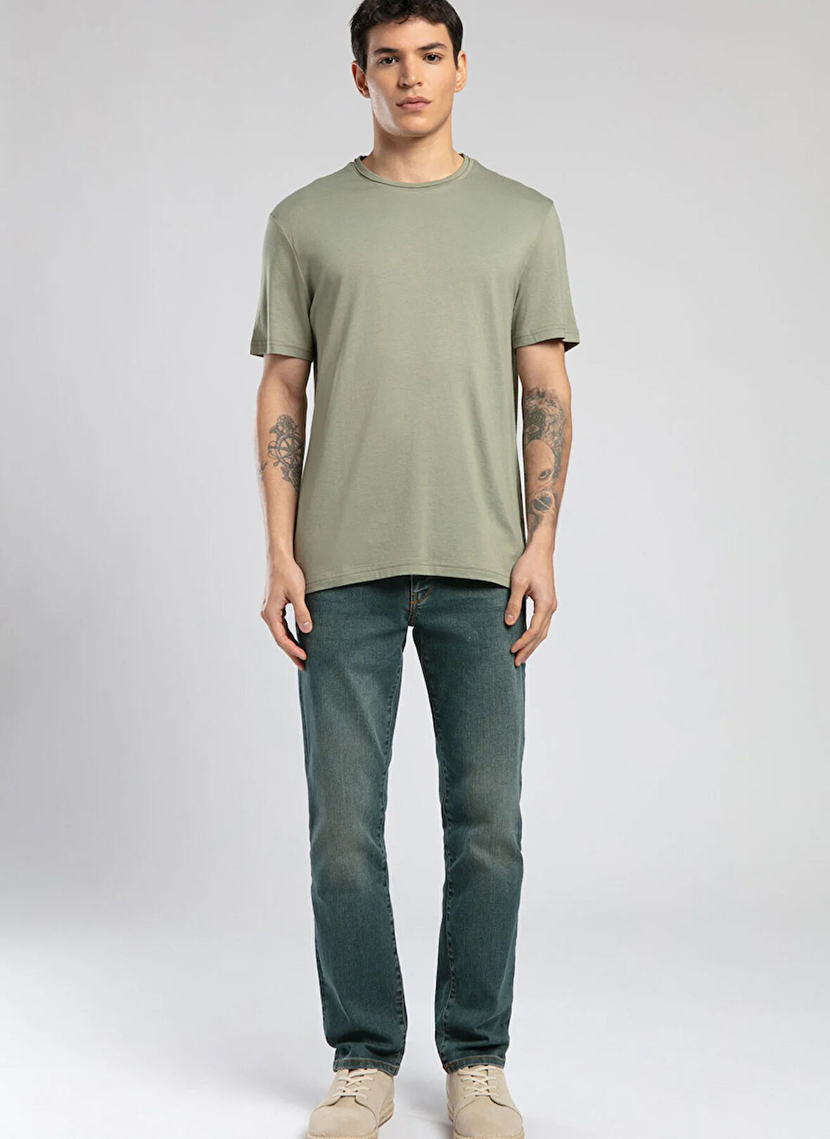 Lee Cooper Yuvarlak Yaka Haki Erkek T-Shirt 252 LCM 242005 GAEL HAKİ