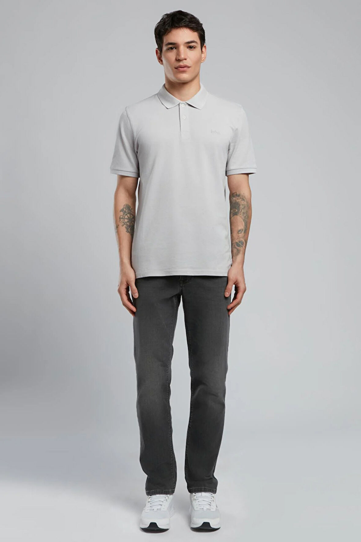 Twins Erkek Polo Yaka T-Shirt Taş