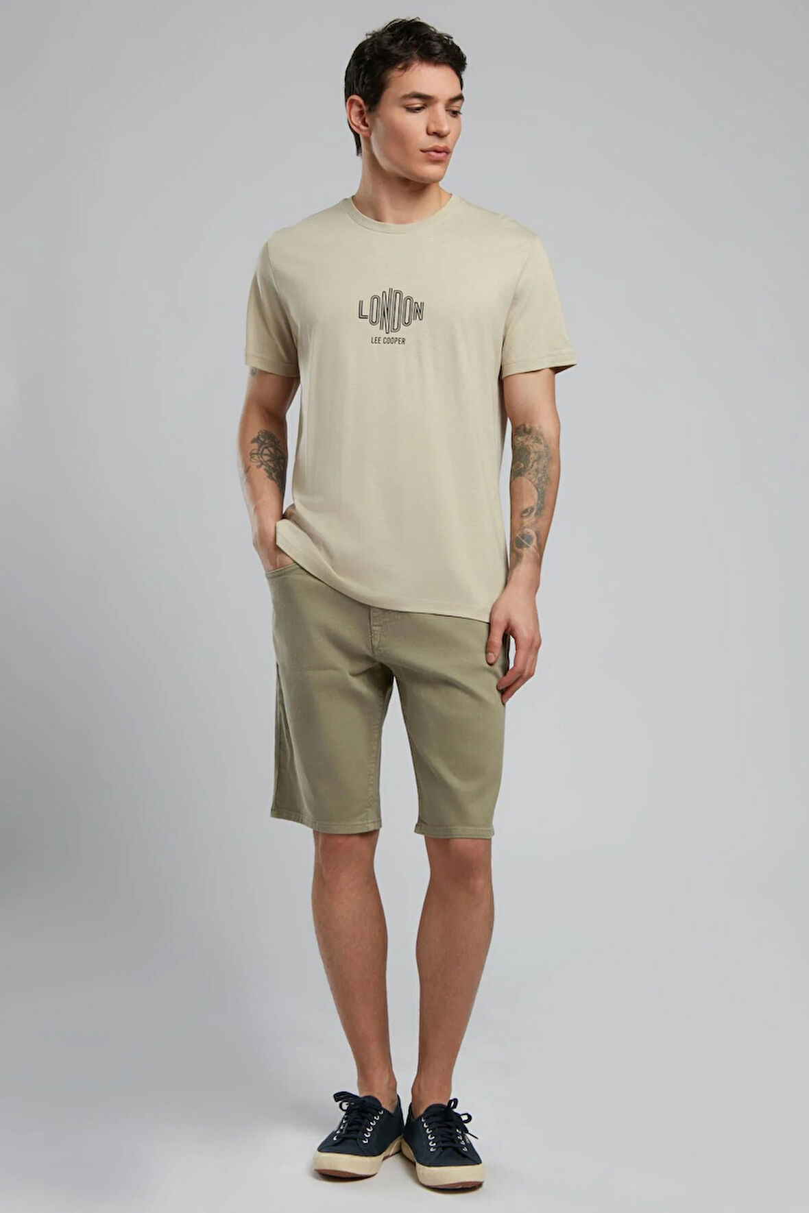 Lev Erkek O Yaka T-Shirt Bej