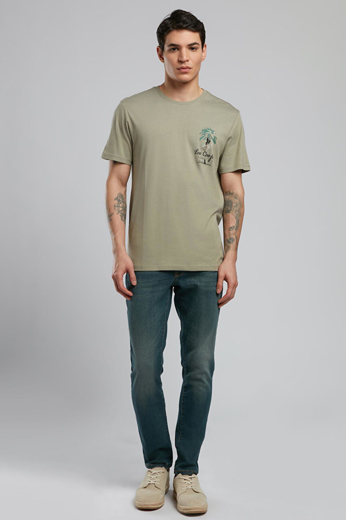 Gavino Erkek O Yaka T-Shirt Haki