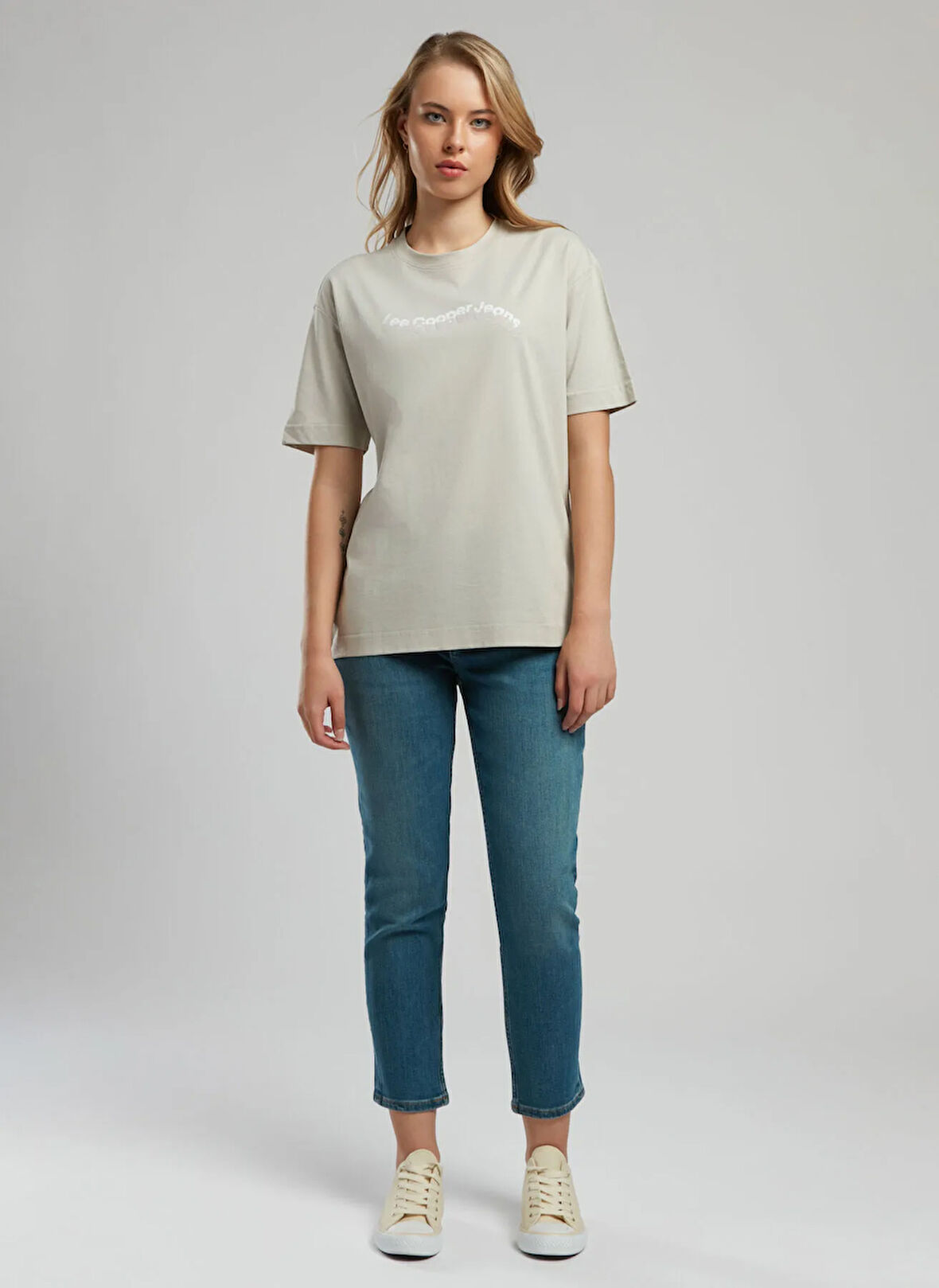 Lee Cooper Klasik Yaka Baskılı Taş Kadın T-Shirt 252 LCF 242005 WAVE TAŞ