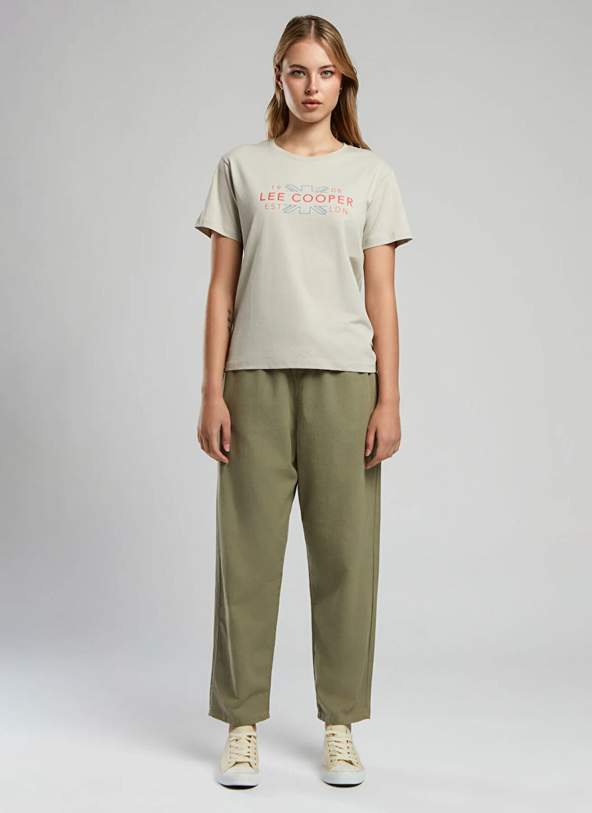 Lee Cooper Bisiklet Yaka Baskılı Taş Kadın T-Shirt 252 LCF 242008 LEICESTER TAŞ