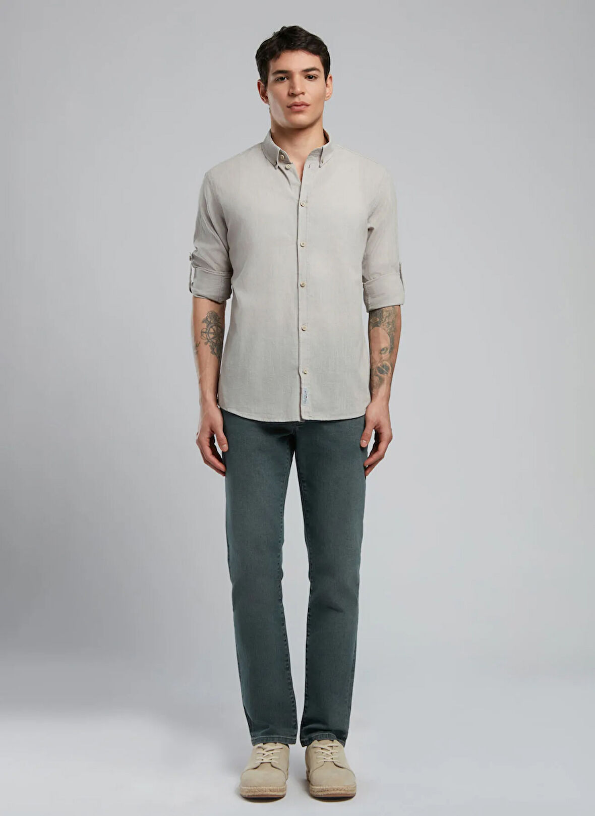Lee Cooper Slim Fit Gri Erkek Gömlek 252 LCM 241015 DARELL GRİ