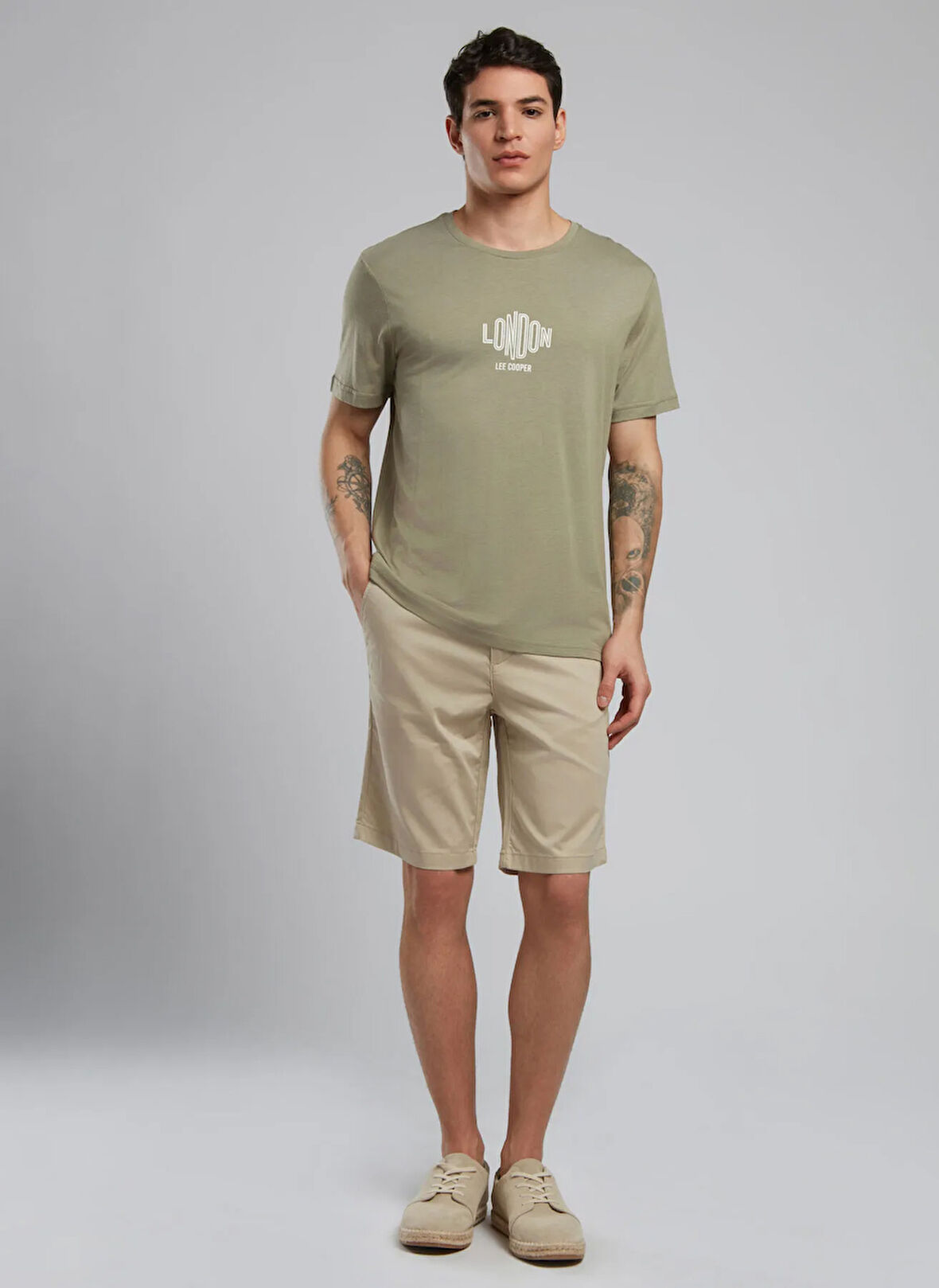 Lee Cooper Slim Tapered Haki Erkek Şort 252 LCM 221017 LONE HAKİ