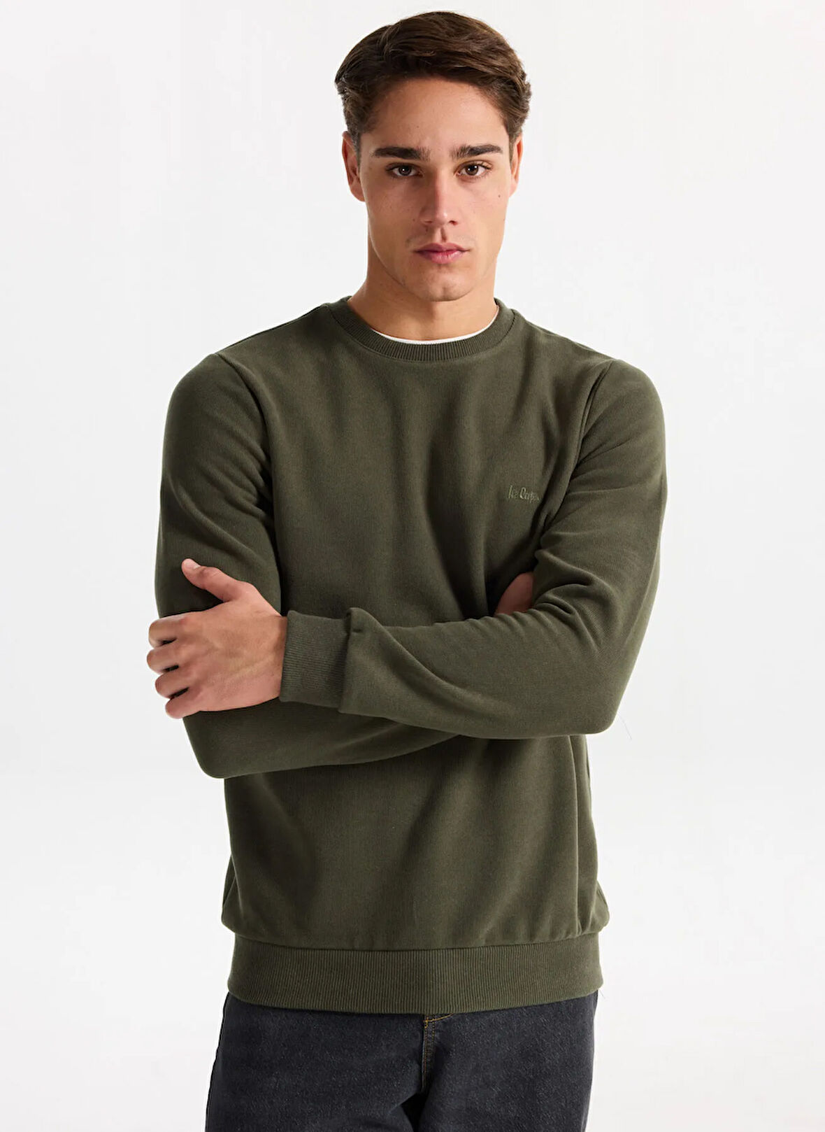 Lee Cooper Yuvarlak Yaka Açık Haki Erkek Sweatshırt 261 LCM 241063 NEWDWADE A. HAKİ