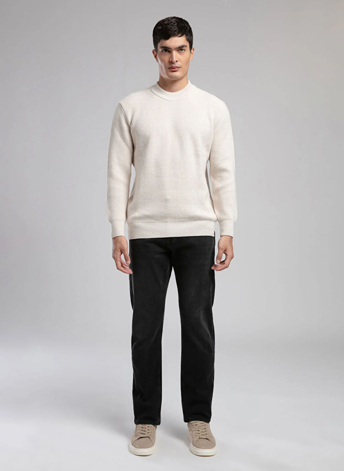 Lee Cooper Yarım balıkçı Yaka Regular Fit Ekru Erkek Kazak 261 LCM 241029 RUBEN EKRU