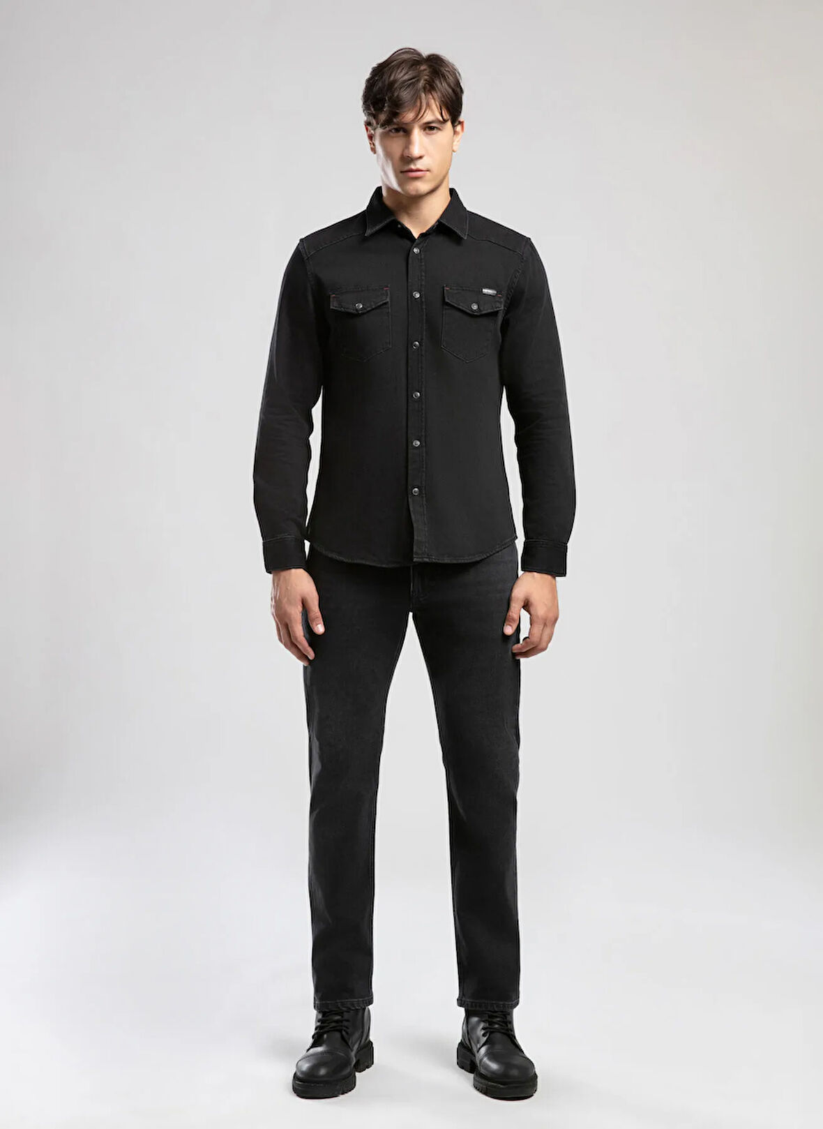 Lee Cooper Slim Fit Siyah Erkek Denim Gömlek 261 LCM 141001 WORNER 2 DENIM