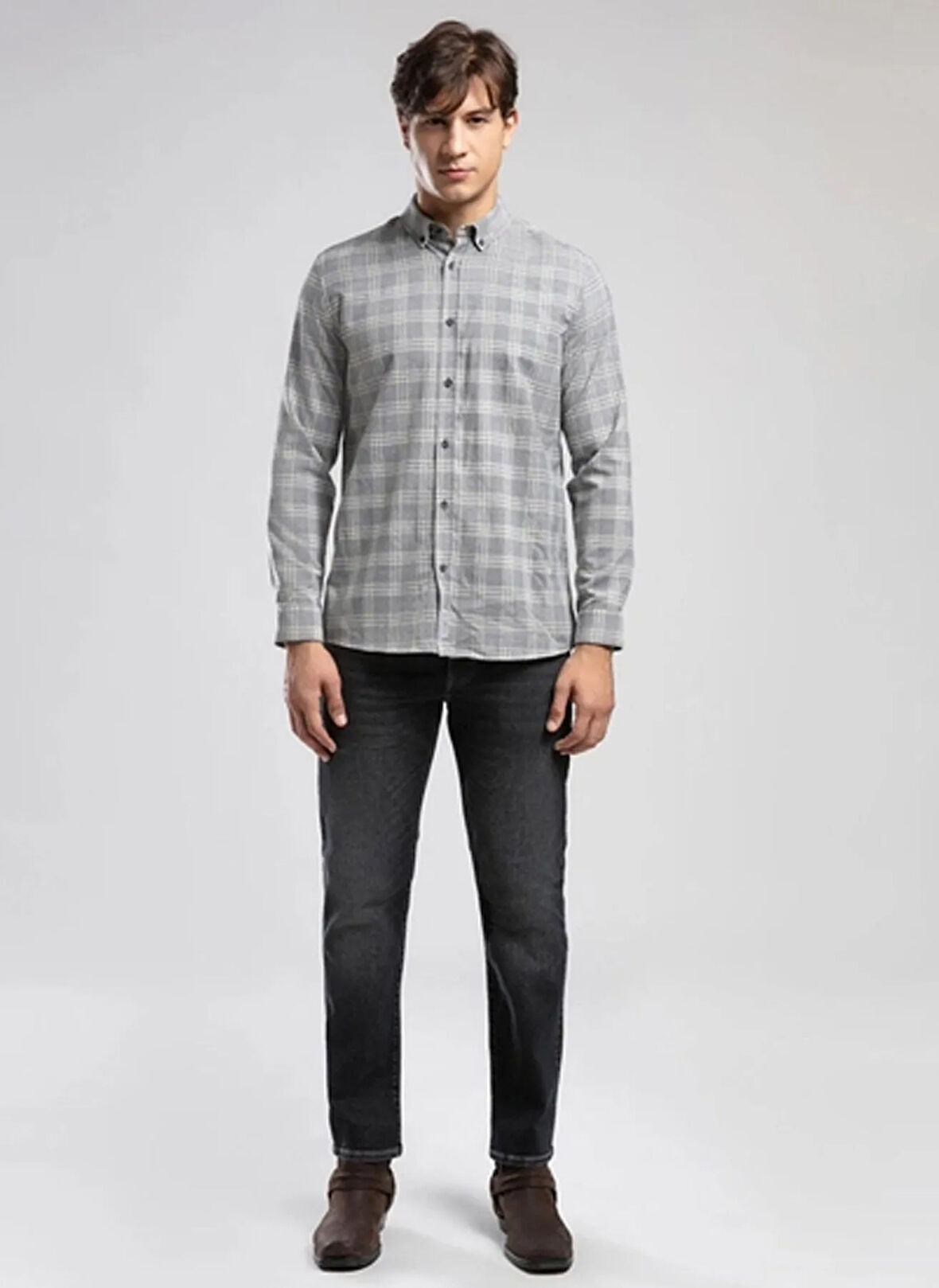 Lee Cooper Regular Fit Gri Erkek Gömlek 261 LCM 241008 MEXI GRİ EKOSE