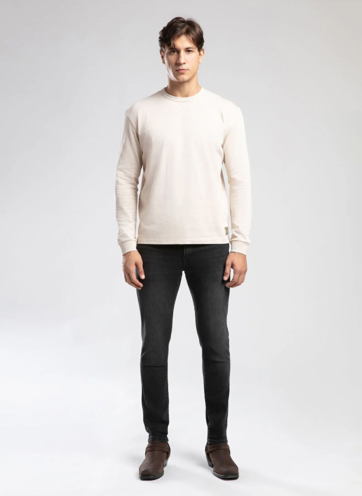 Lee Cooper Yuvarlak Yaka Bej Erkek Sweatshırt 261 LCM 241030 JORDY BEJ