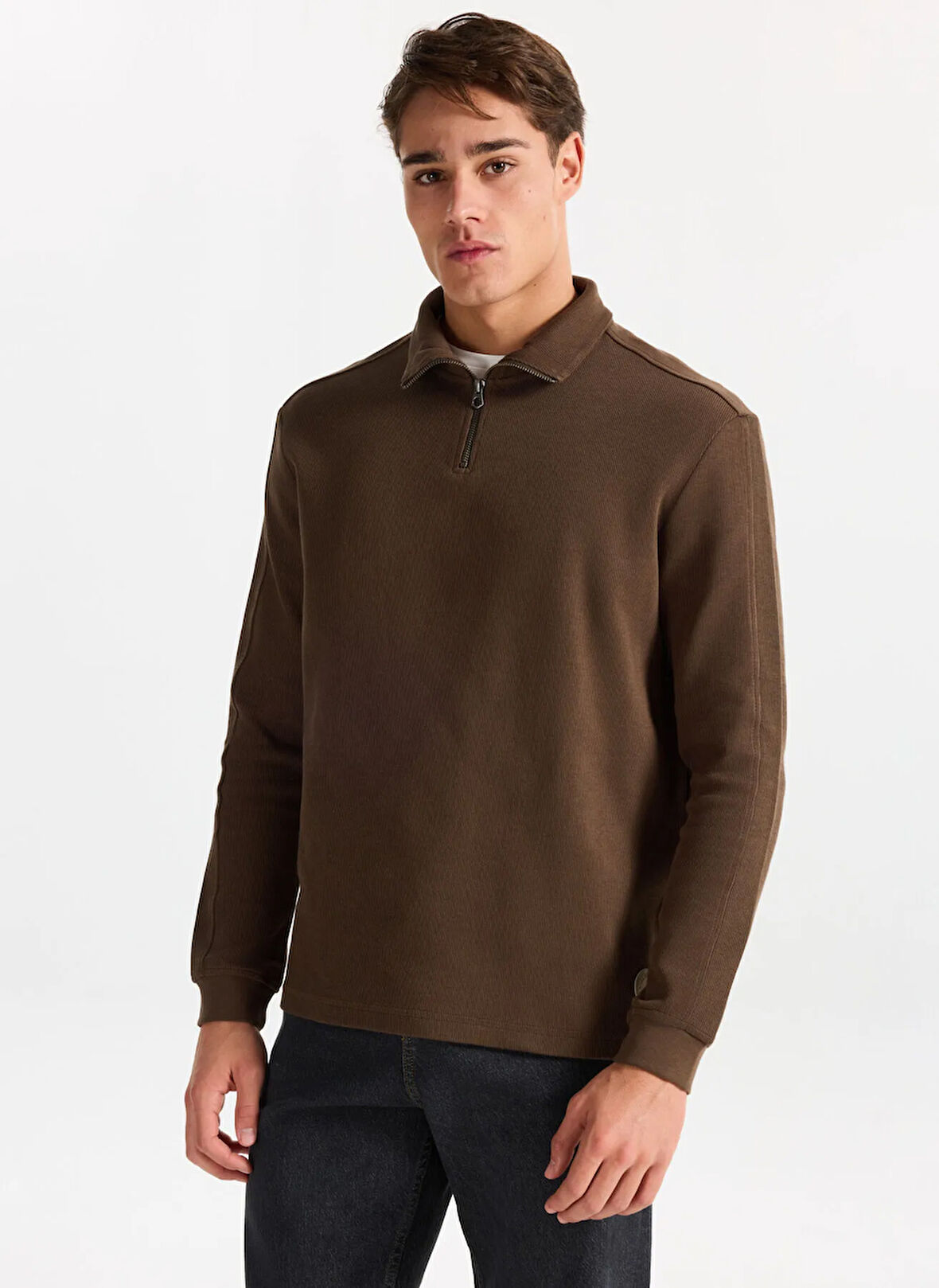 Lee Cooper Dik Yaka Haki Erkek Sweatshırt 261 LCM 241039 DESONA HAKİ