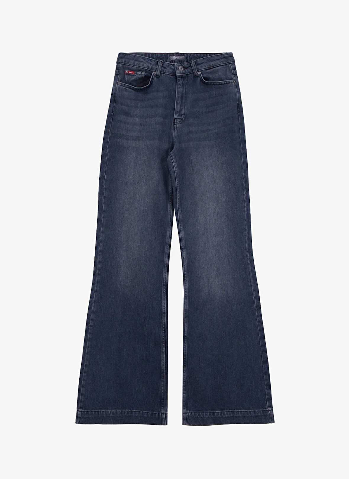 Lee Cooper Yüksek Bel Geniş Paça Normal Siyah - Antrasit Kadın Denim Pantolon 261 LCF 121008 SANDY ROSADA BLACK