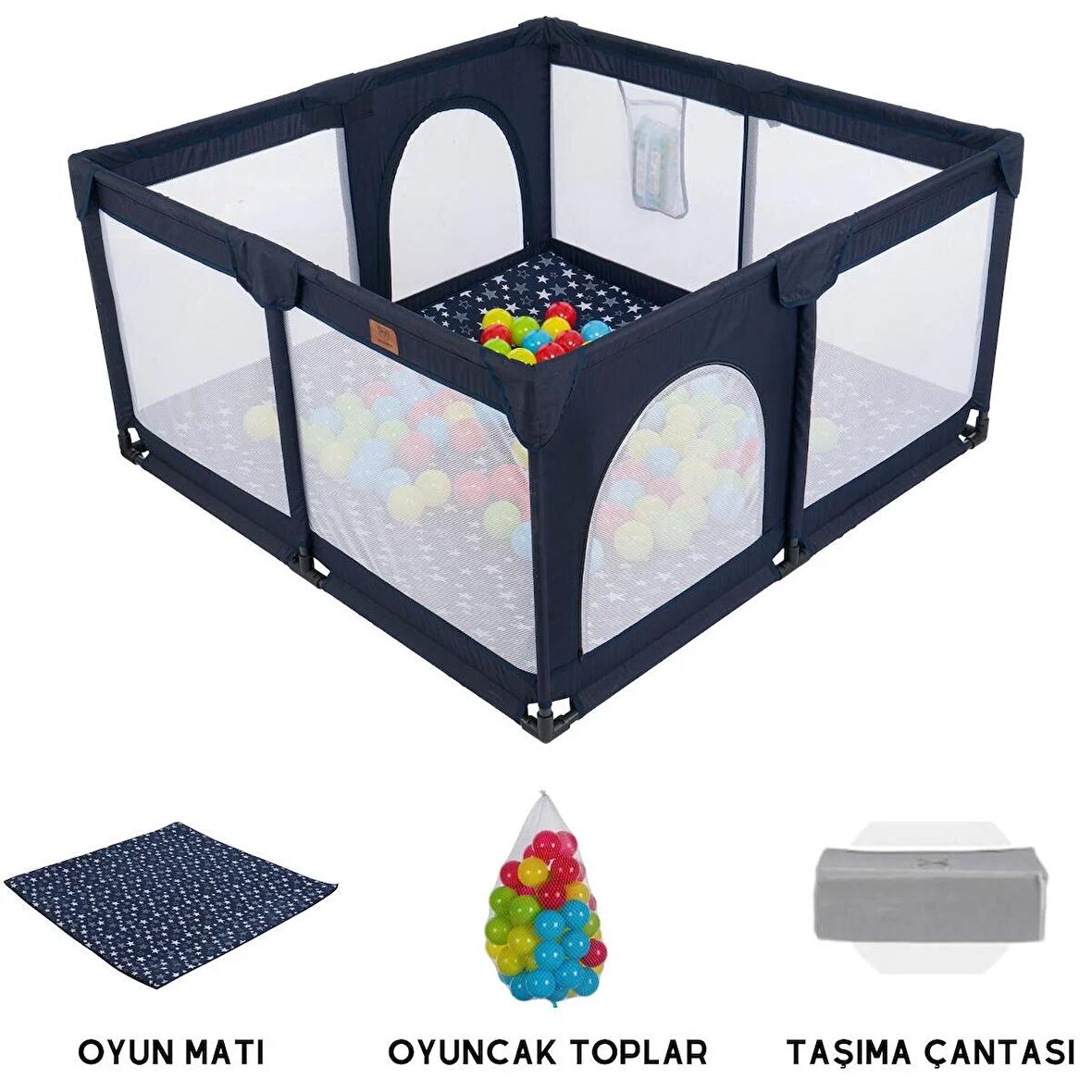 Mamma Playard Güvenli Bebek Ve Çocuk Oyun Alanı Oyun Parkı 125x125 Oyun Matı Ve Topları