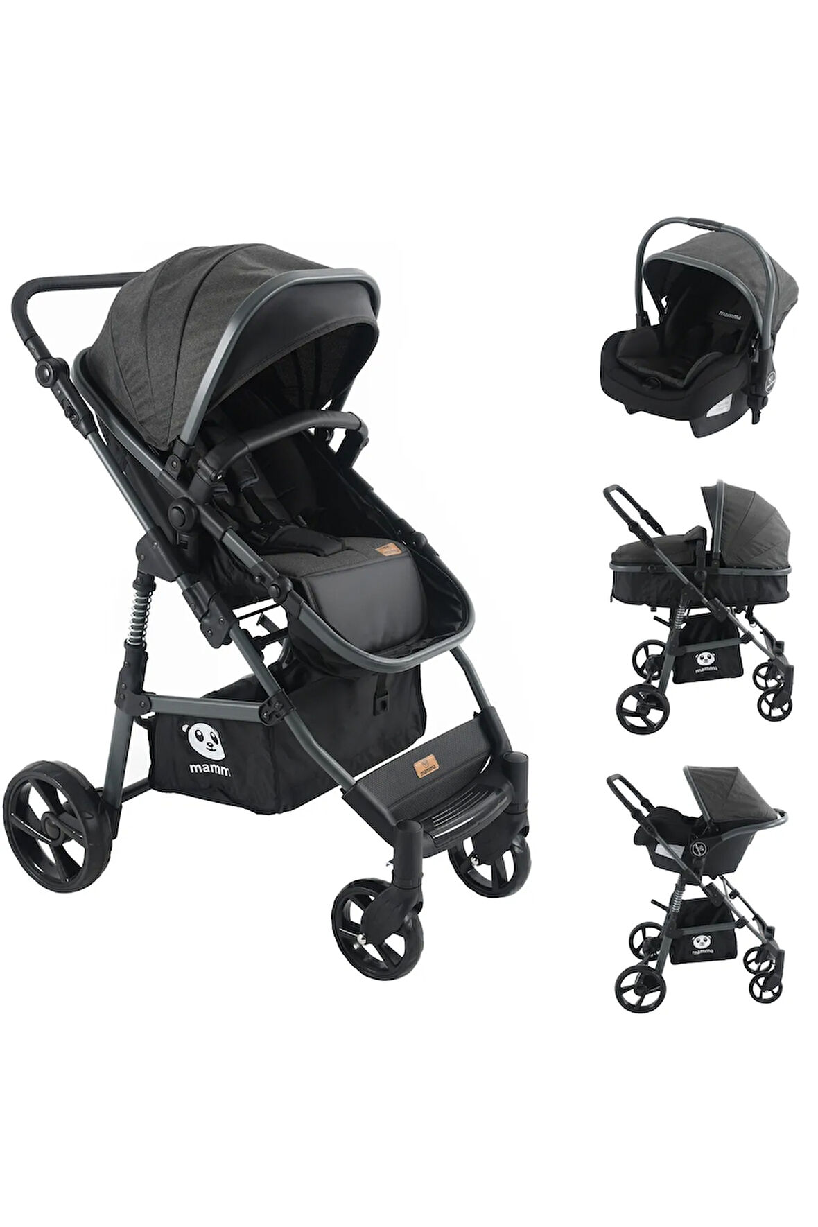 Mamma Flex 6 in 1 Yeni Nesil Amortisörlü Çift Yönlü Travel Sistem Bebek Arabası
