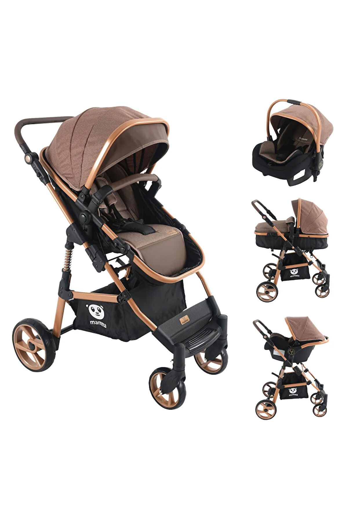 Mamma Flex 6 in 1 Yeni Nesil Amortisörlü Çift Yönlü Travel Sistem Bebek Arabası
