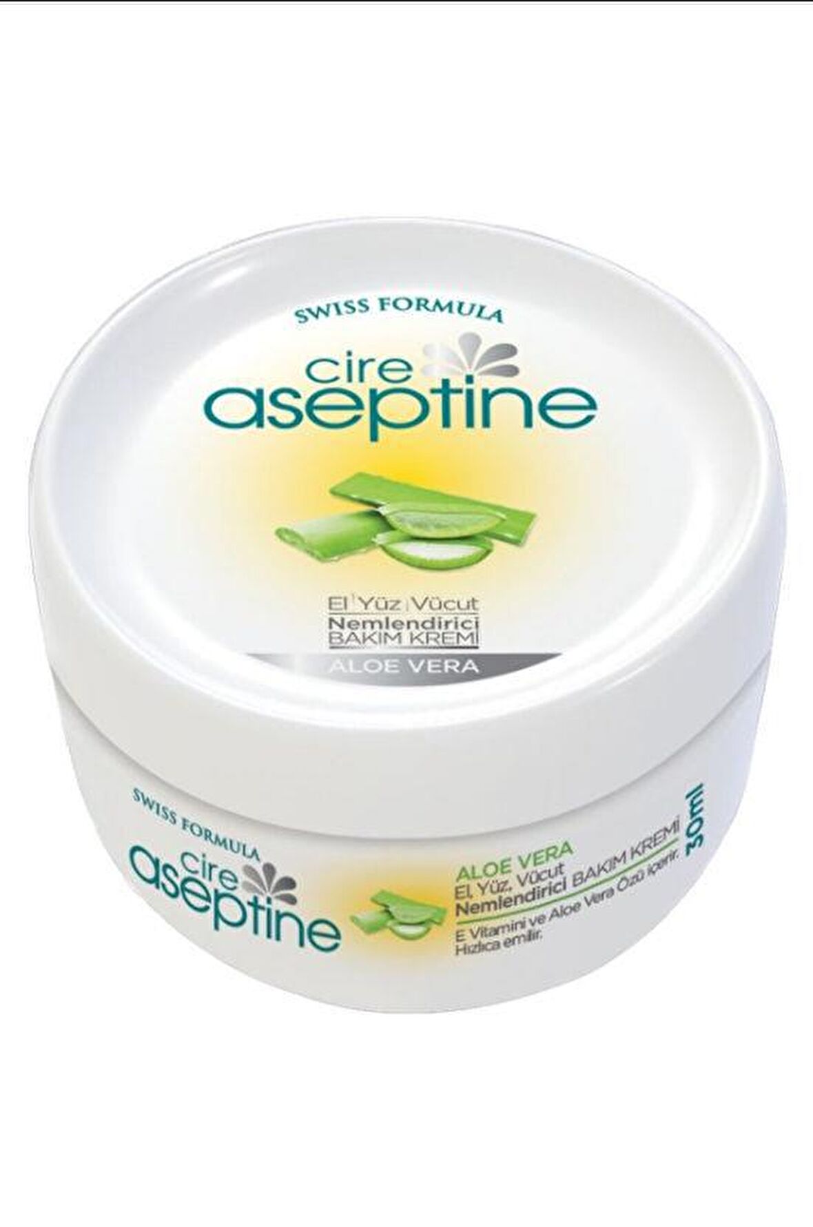 Cire Aseptine Rahatlatıcı E Vitaminli-Alkolsüz-Parabensiz Yıpranmış Cilt için Aloe Vera Kokulu Vücut Kremi 30 ml 